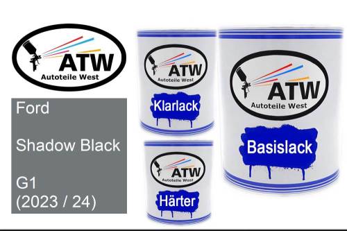 Ford, Shadow Black, G1 (2023 / 24): 1L Lackdose + 1L Klarlack + 500ml Härter - Set, von ATW Autoteile West.